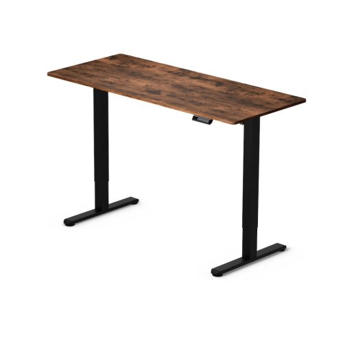 LVN System Lite 140x60cm rusztikus barna-fekete elektromosan állítható magasságú íróasztal LVN1714