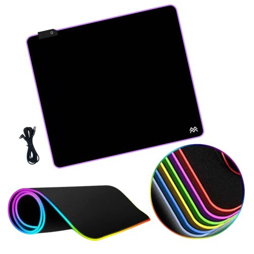 Egérpad M 45x40cm RGB világítással csúszásmentes asztali alátét LVN System LV9292